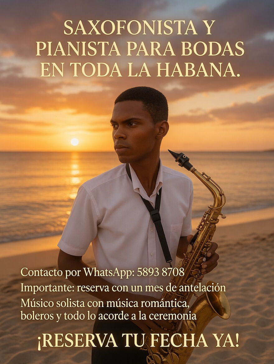 Portada de Saxofonista y pianista para bodas en toda La Habana