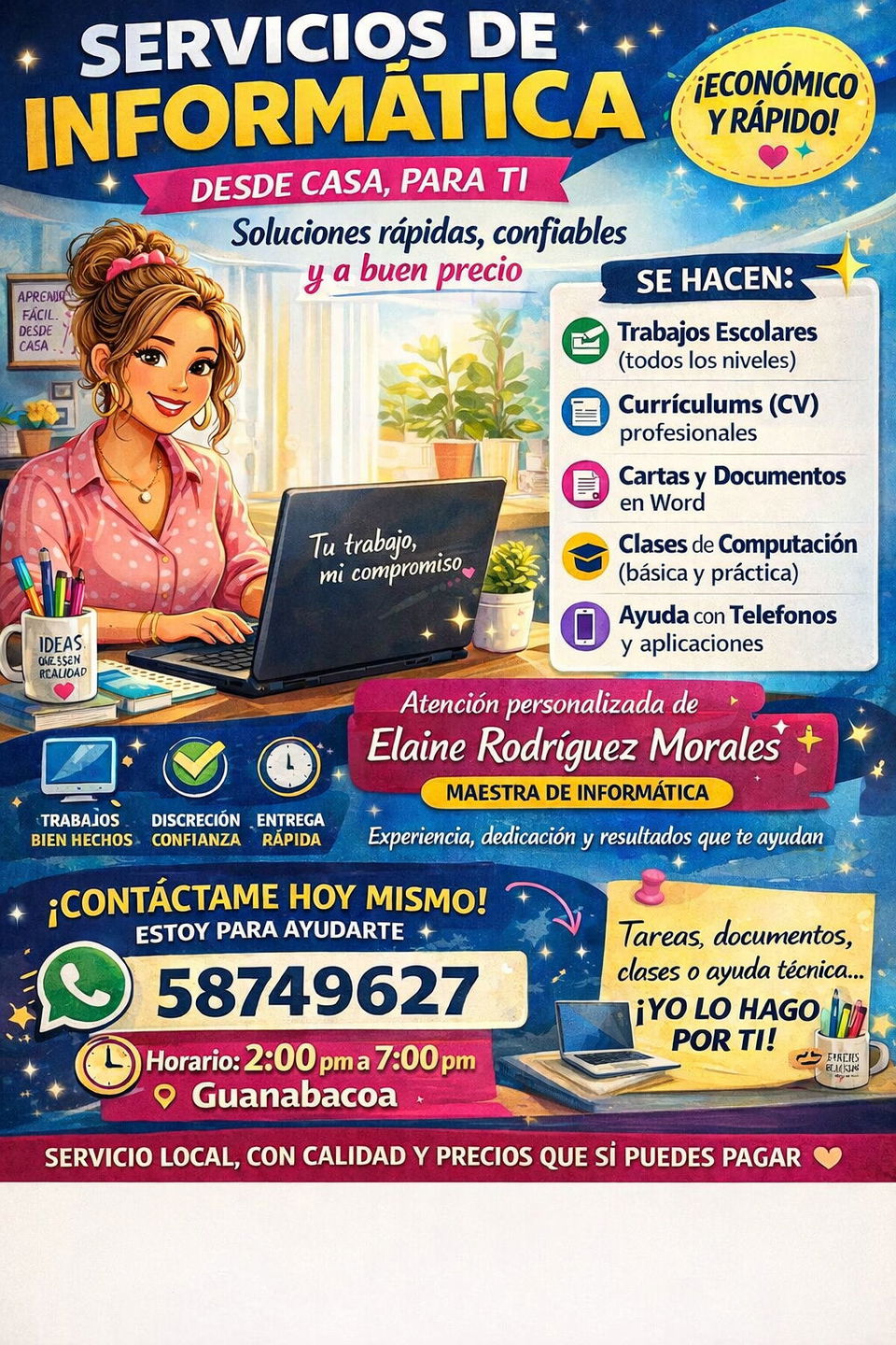 Portada de Clases de computación y trabajos escolares en Guanabacoa