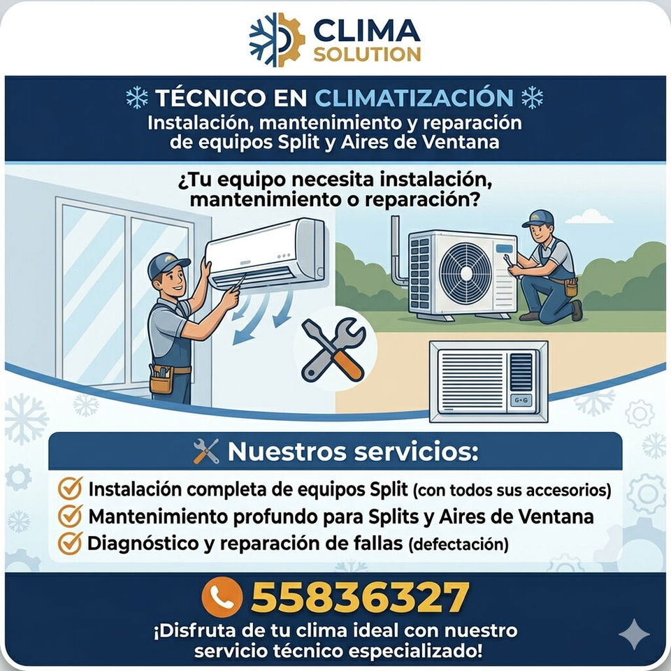 Portada de Técnico de Clima: Instalación, Mantenimiento y Reparación de Split y Aires de Ventana