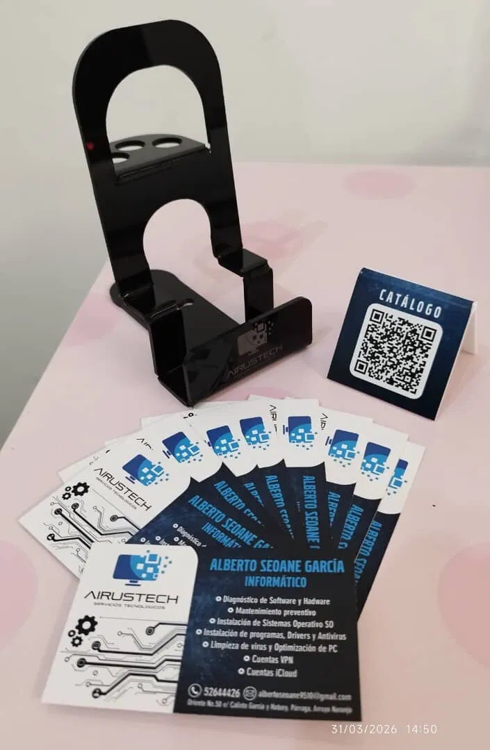 Portada de Trabajos en acrílico: carteles, QR, display, tótem