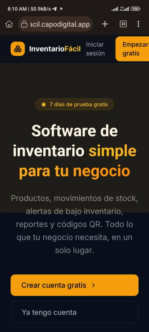 Portada de Sistema de inventario para negocios y emprendimientos