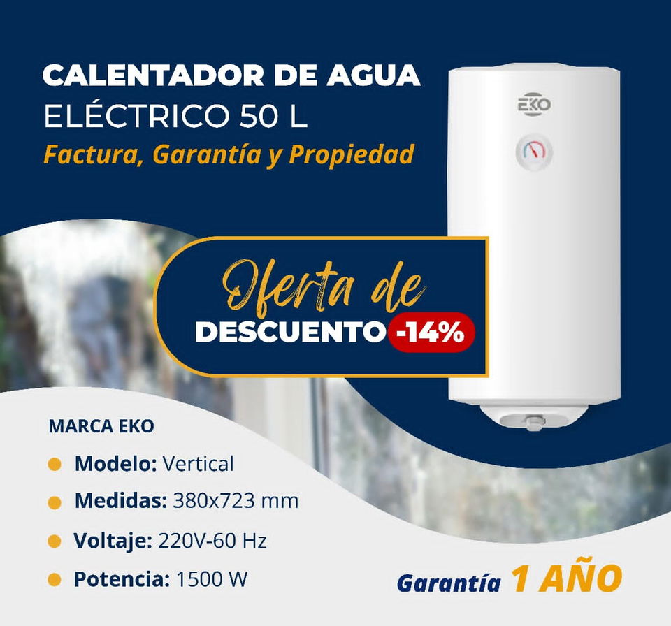 Portada de Calentador de agua eléctrico de 50lt marca eko garantía un año