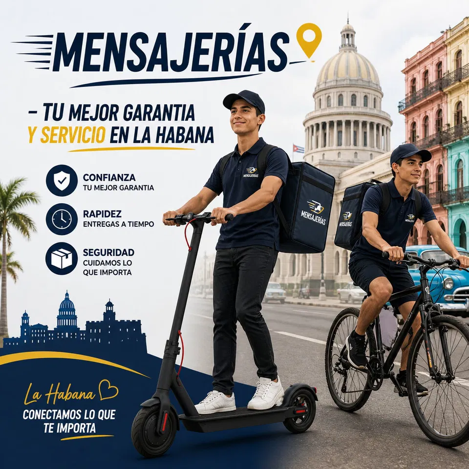 Portada de Mensajería con carriola eléctrica y bicicleta en Plaza de la Revolución