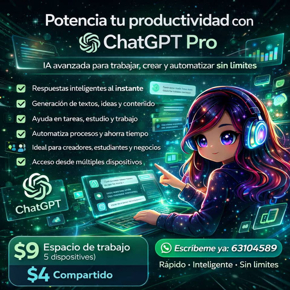 Portada de ChatGPT PRO Compartido – Acceso a funciones avanzadas