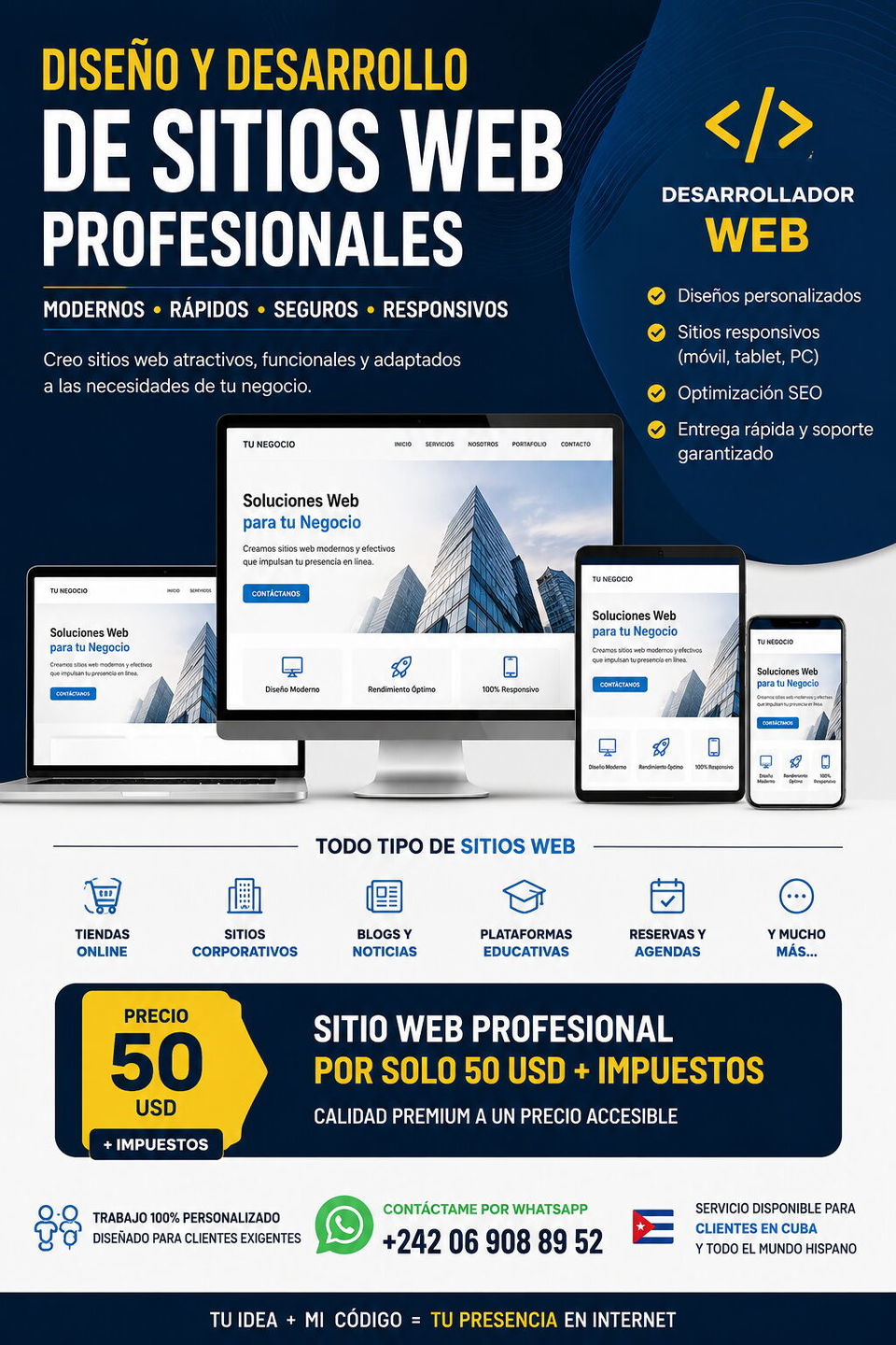 Portada de Creación y desarrollo de sitios web profesionales