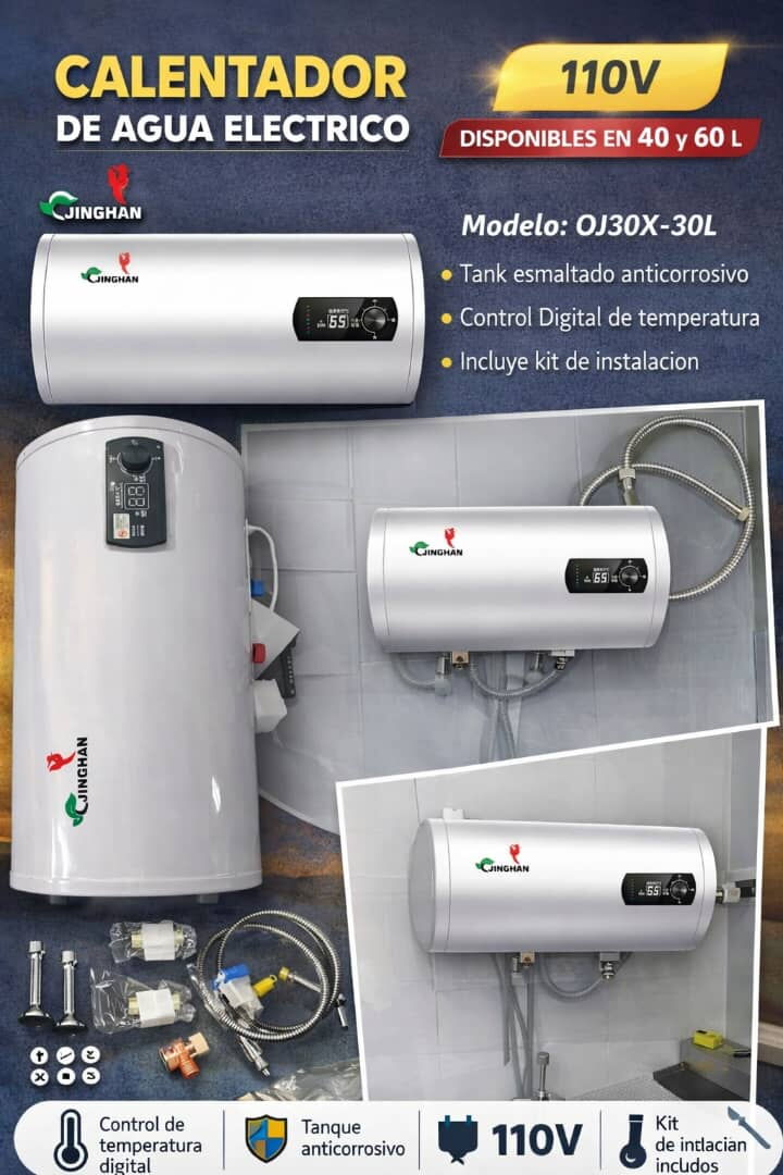 Portada de Calentadores eléctricos JINGHAN 110V  *INCLUYE todos los accesorios para su montaje,además de ducha para baño*