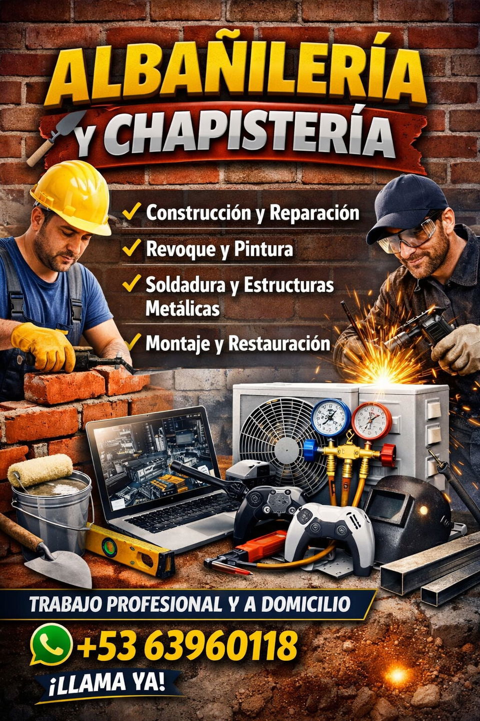 Portada de Servicio de Albañilería y Chapistería a Domicilio – Construcción, Reparación y Mantenimiento
