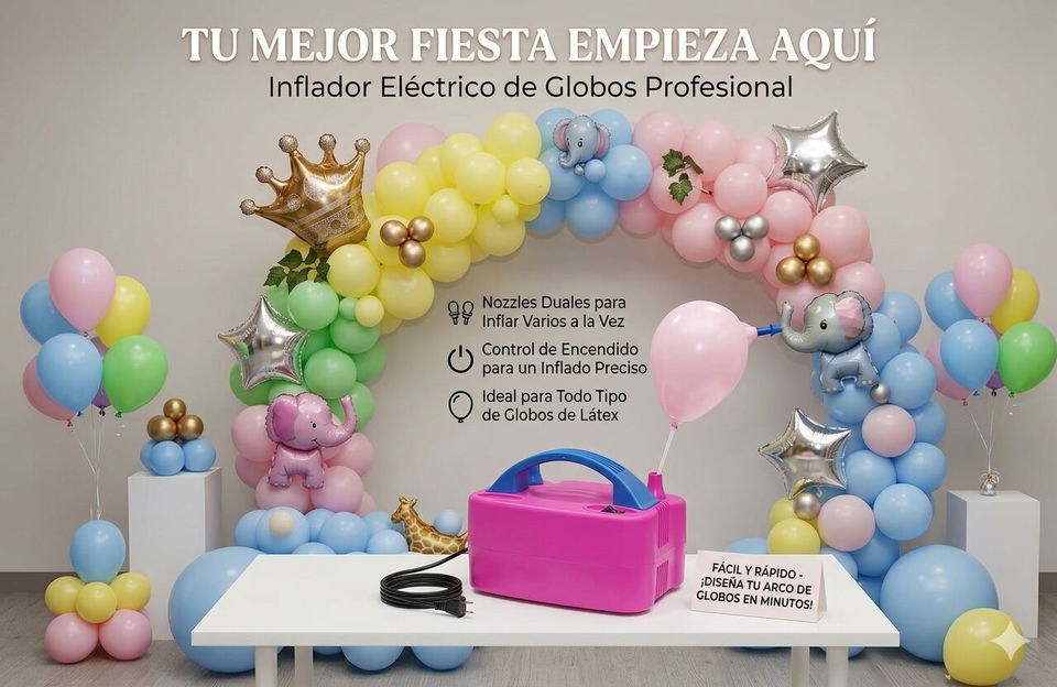 Portada de Máquina de inflar globos con servicio de mensajería