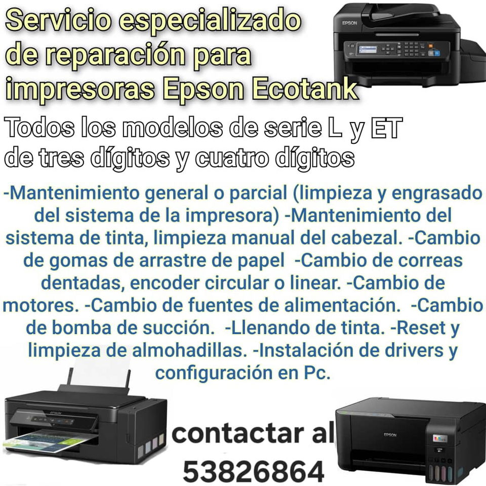 Portada de Reparación de impresoras Epson Ecotank en el Cerro, La Habana