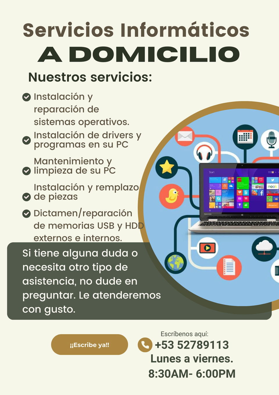 Portada de Servicios informáticos a domicilio en La Habana