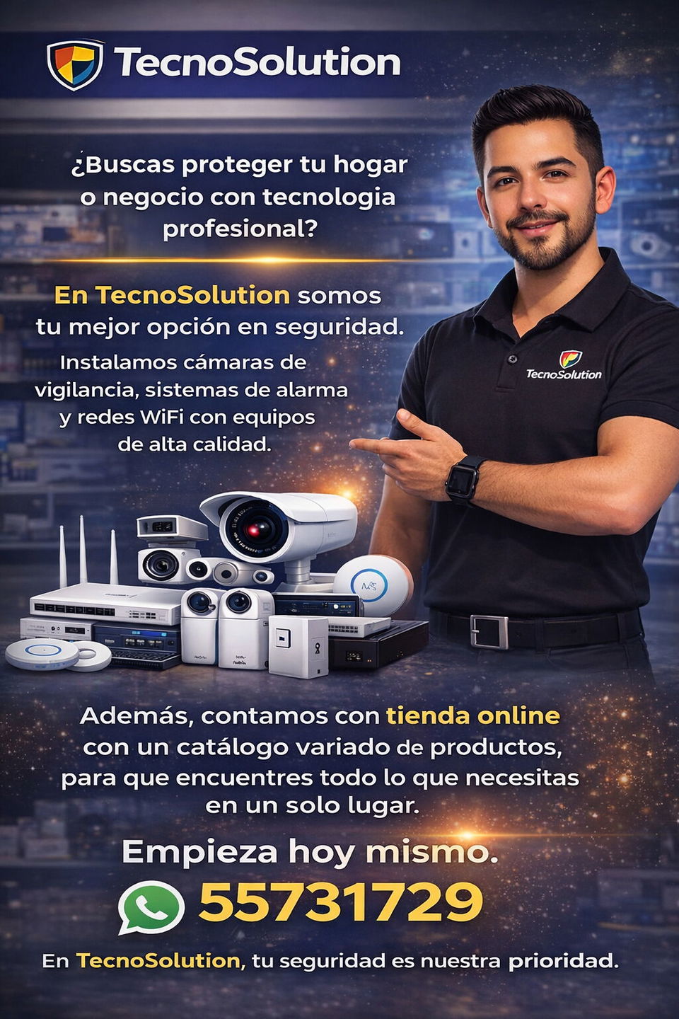 Portada de Instalación de cámaras, alarmas y redes con Tecnosolution