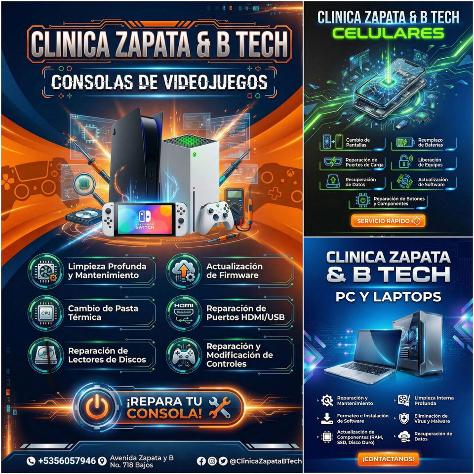 Portada de Reparación de PC, Consolas y Móviles en Zapata y B