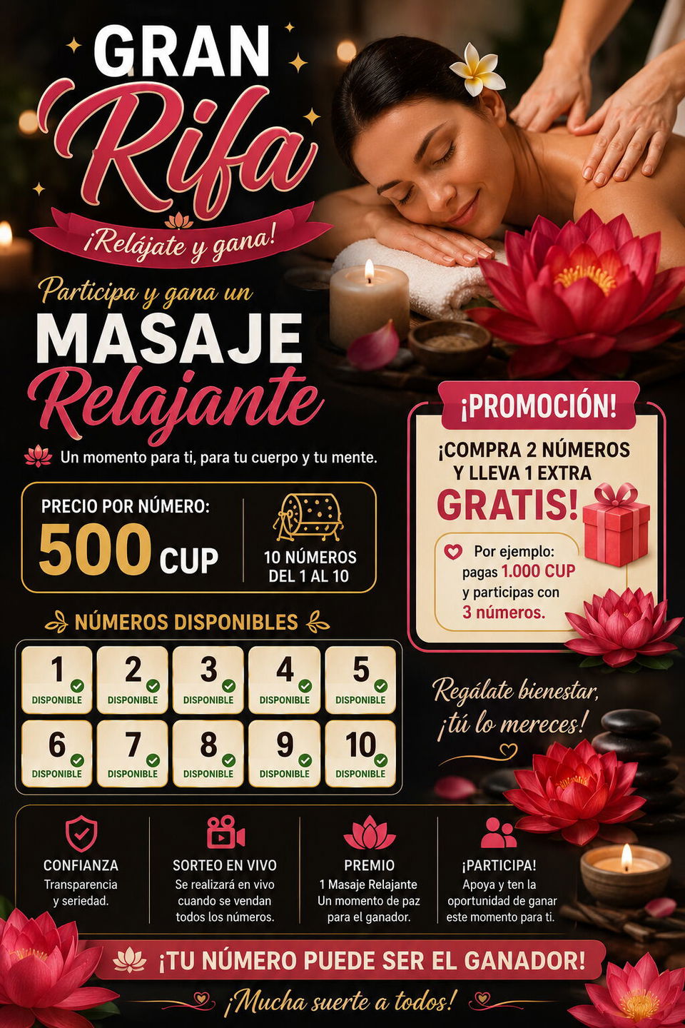Portada de Rifa de masaje relajante por 500 CUP