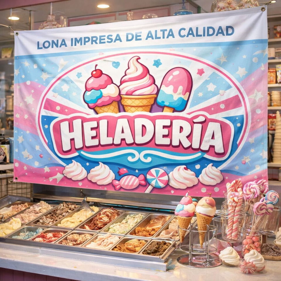 Portada de Lona impresa y stickers personalizados para tu marca