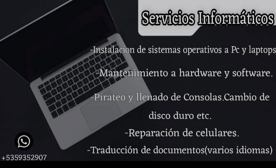 Portada de Servicios informáticos: instalación y mantenimiento de PC y laptops
