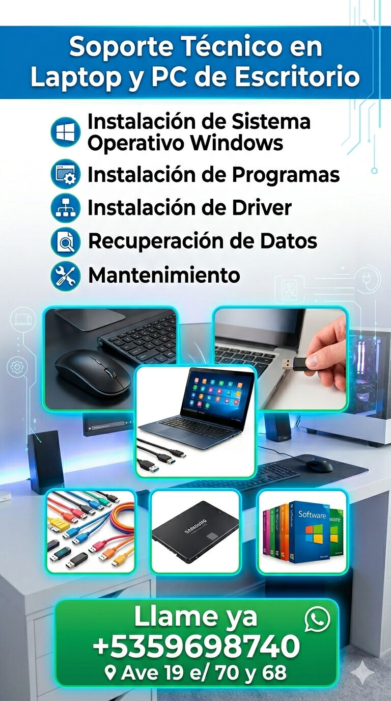 Portada de Servicio técnico para laptop y PC de escritorio, instalación de Windows