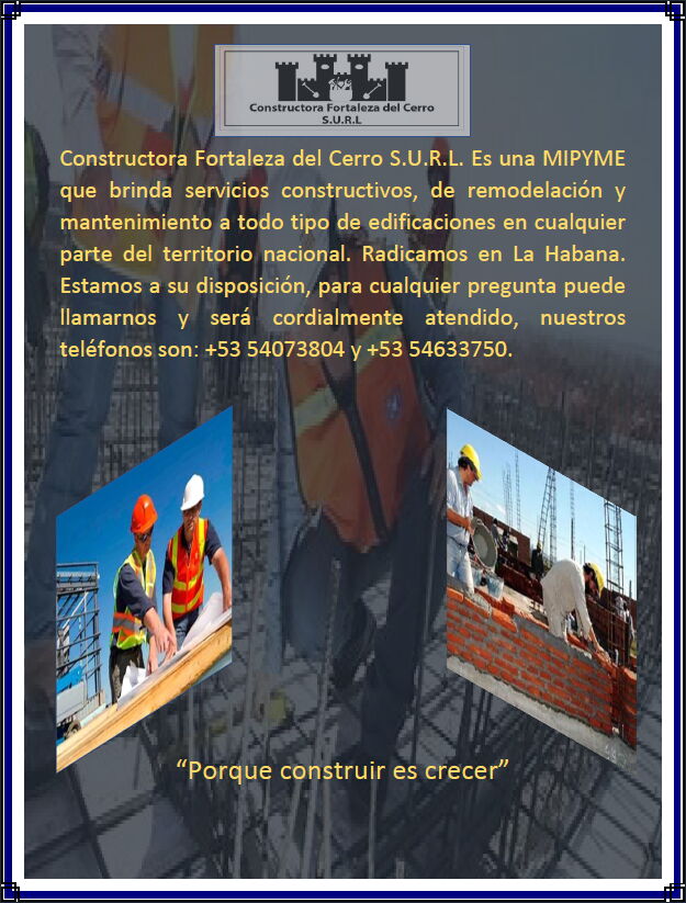 Portada de Constructora Fortaleza: construcción, remodelación y mantenimiento en Cuba