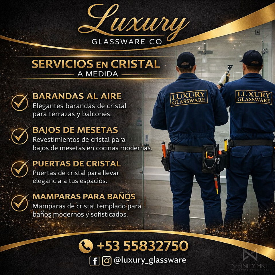 Portada de Cristalería de lujo: mamparas, barandas y puertas de vidrio templado