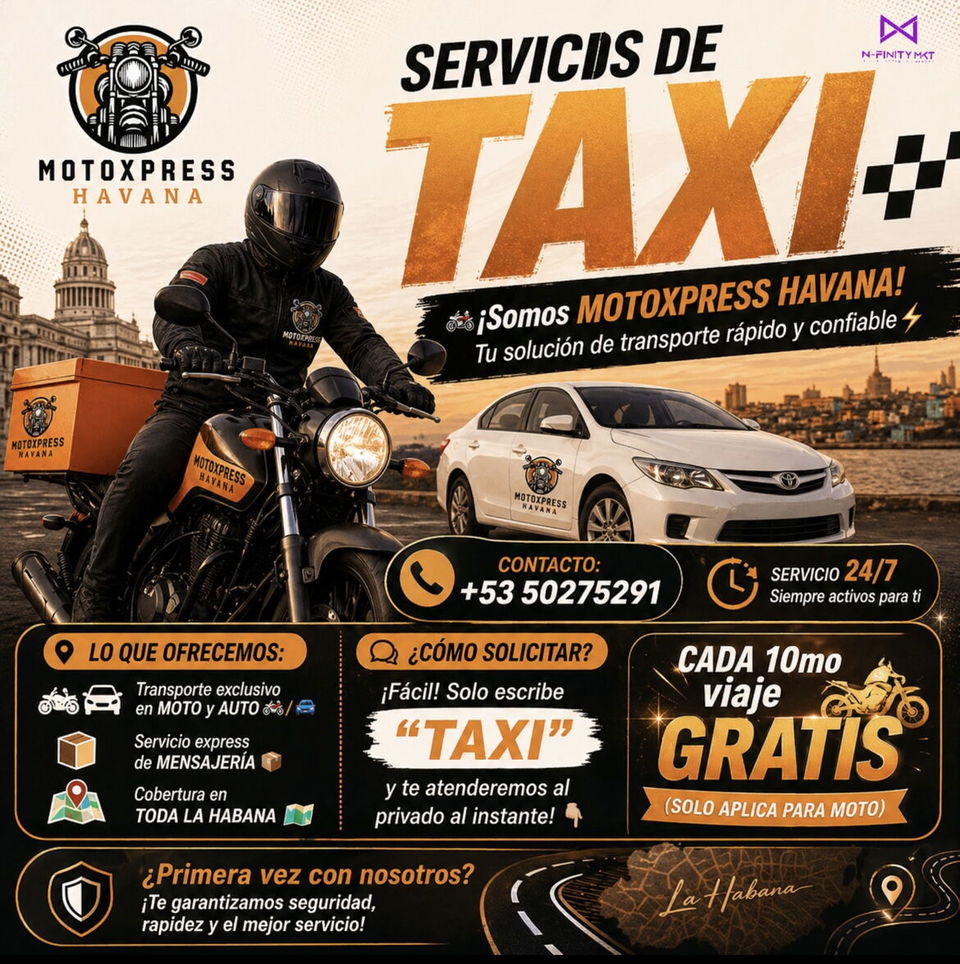 Portada de Transporte en moto y auto, mensajería exprés en La Habana