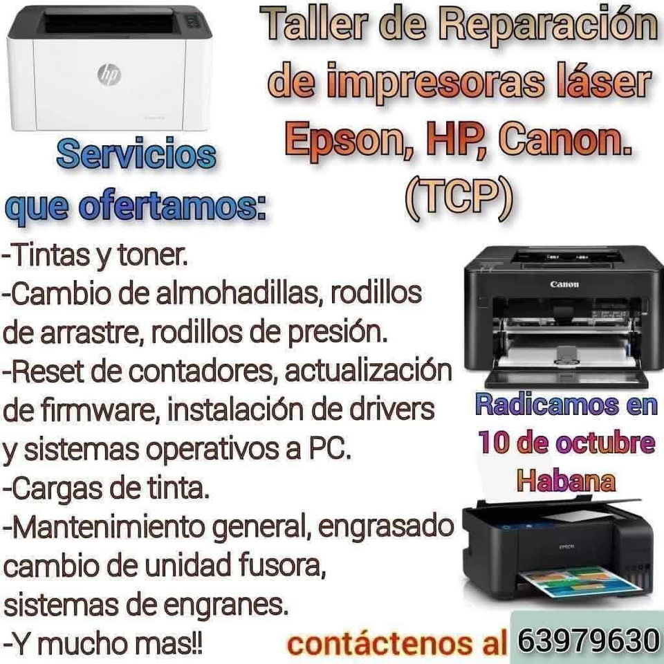 Portada de Taller de reparación de impresoras Epson y láser