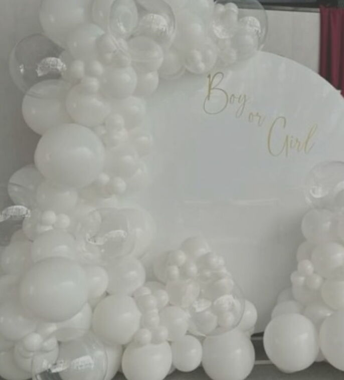 Portada de Decoración para revelación de sexo, baby shower, fiestas y eventos