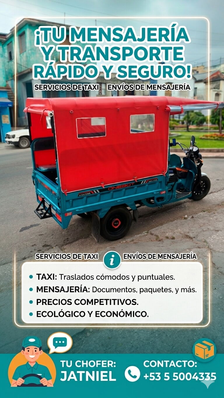 Portada de Mensajería y servicio de taxi en triciclo