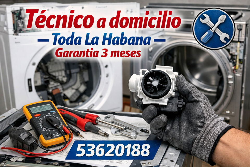 Portada de Mecánico técnico de lavadoras, secadoras y lavavajillas a domicilio en toda La Habana
