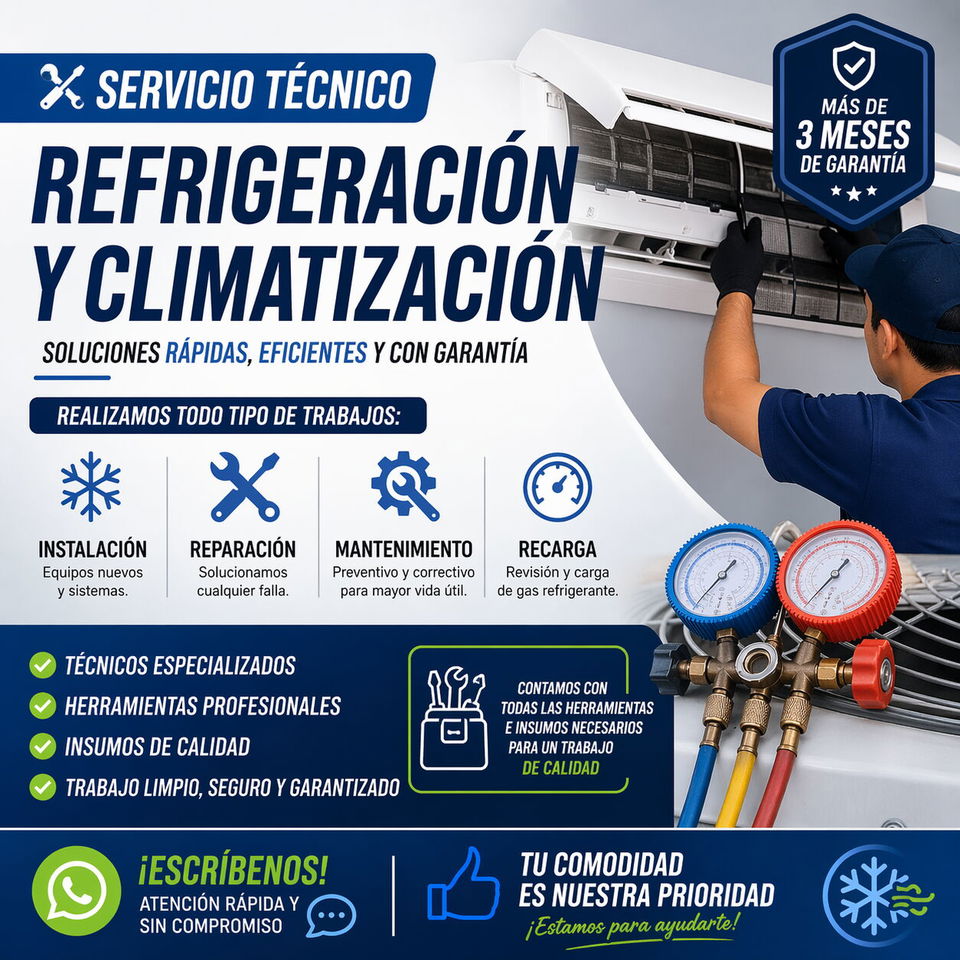 Portada de Reparación e instalación de aires acondicionados, neveras, bebederos y splits
