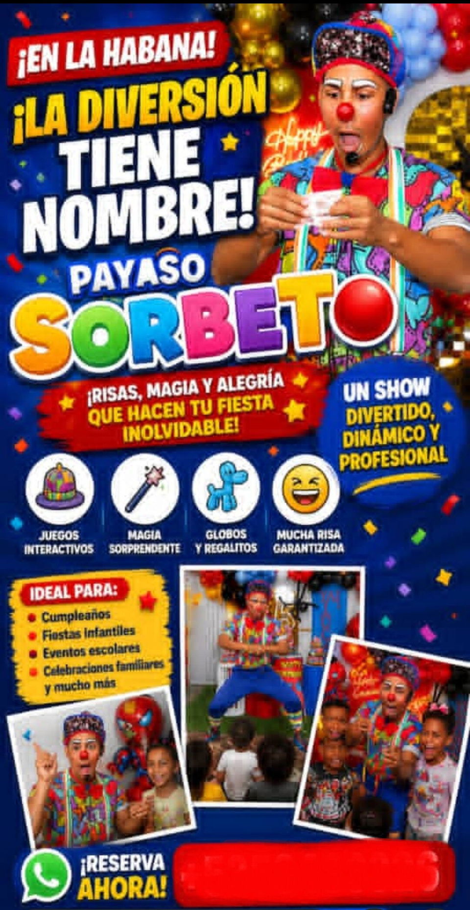 Portada de Payaso Sorbeto: magia y diversión para fiestas de fin de curso