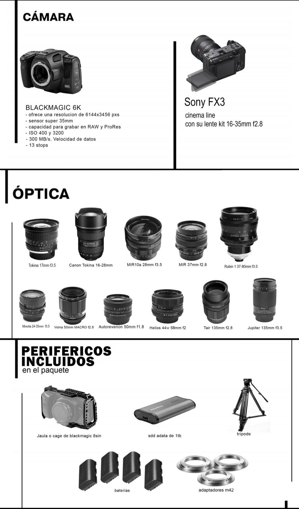 Portada de Alquiler de equipo de filmación para videoclips y grabaciones