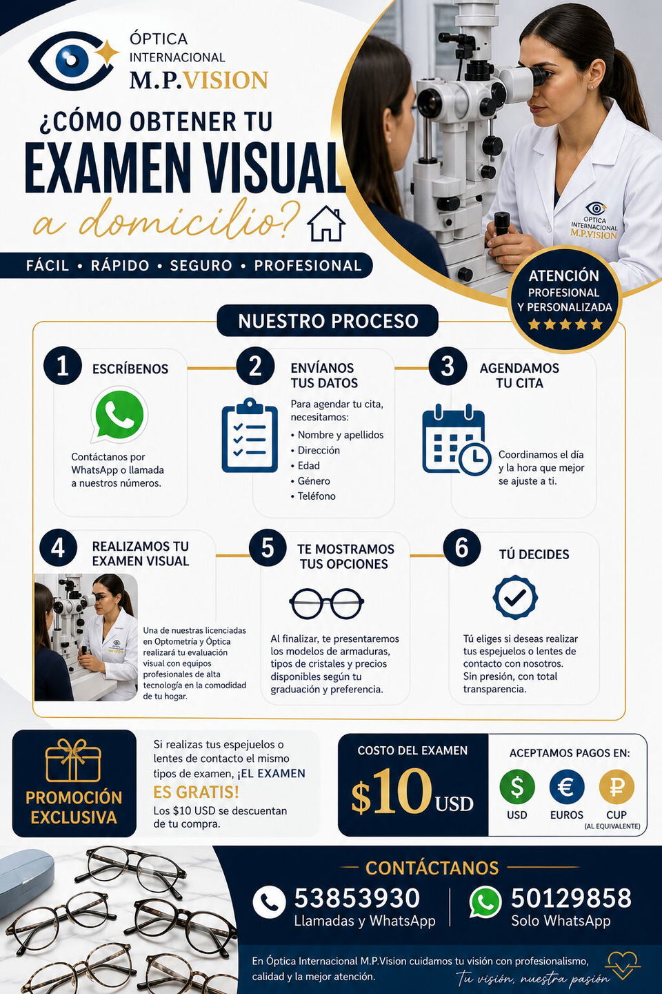 Portada de Examen Visual Profesional y Lentes de Contacto o Espejuelos