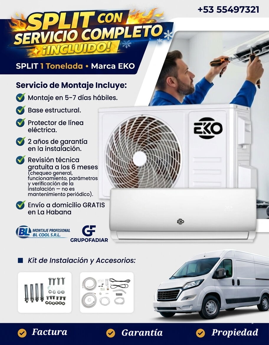 Portada de Split 1 Tonelada Marca Eko - Servicio Completo