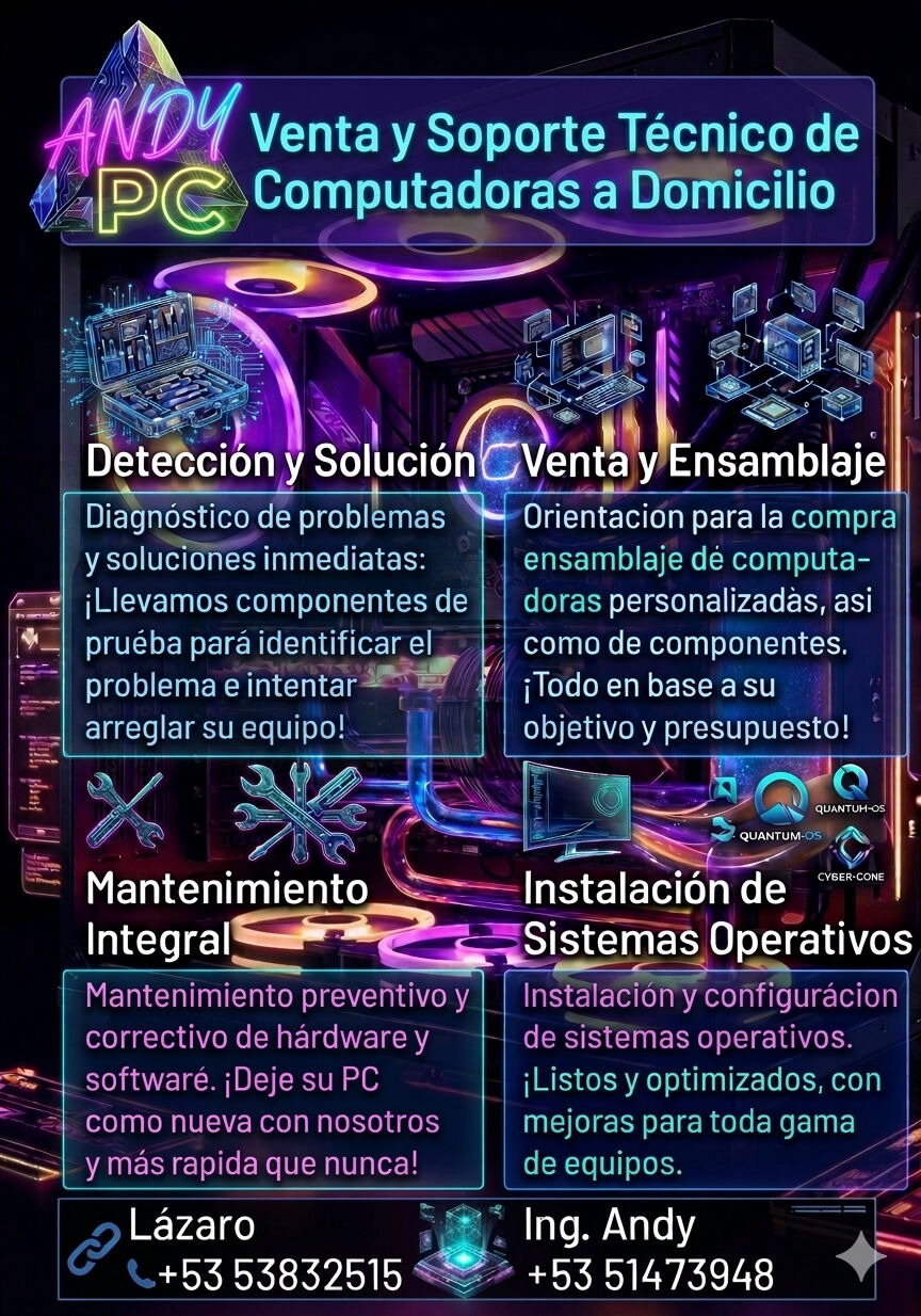 Portada de Técnico informático a domicilio: reparación de computadoras y laptops