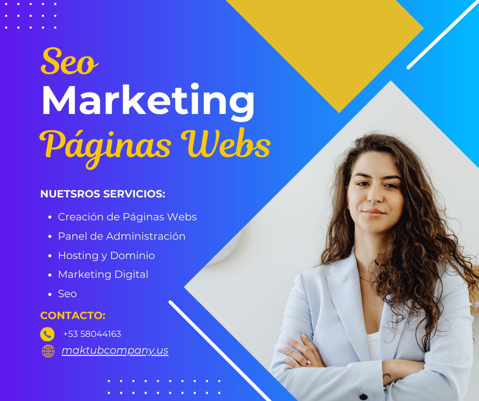 Portada de SEO, Marketing, Páginas Web y Hosting para tu Negocio