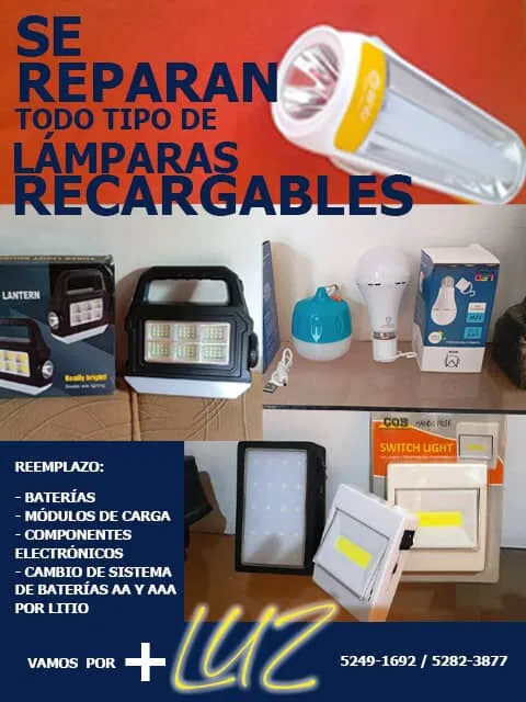Portada de Reparación de ventiladores recargables, lámparas y cambio de baterías