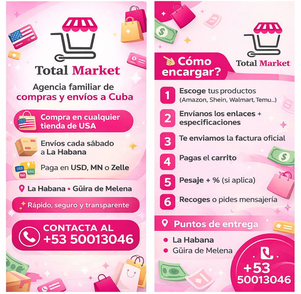 Portada de Agencia de compras y envíos a Cuba – Total Market
