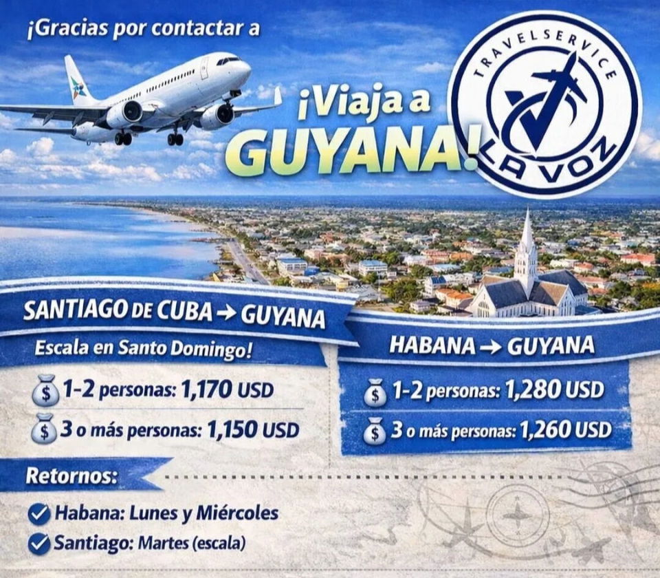 Portada de Pasajes a Guyana con pago al llegar a destino