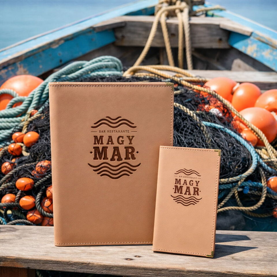 Portada de Cartas menús artesanales en piel personalizadas