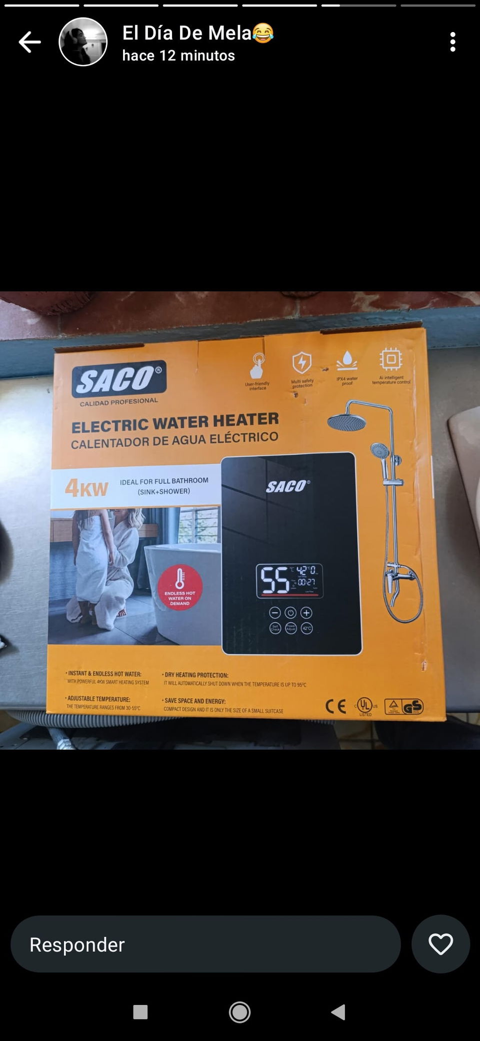 Portada de Calentador eléctrico de agua con ducha e instalación completa
