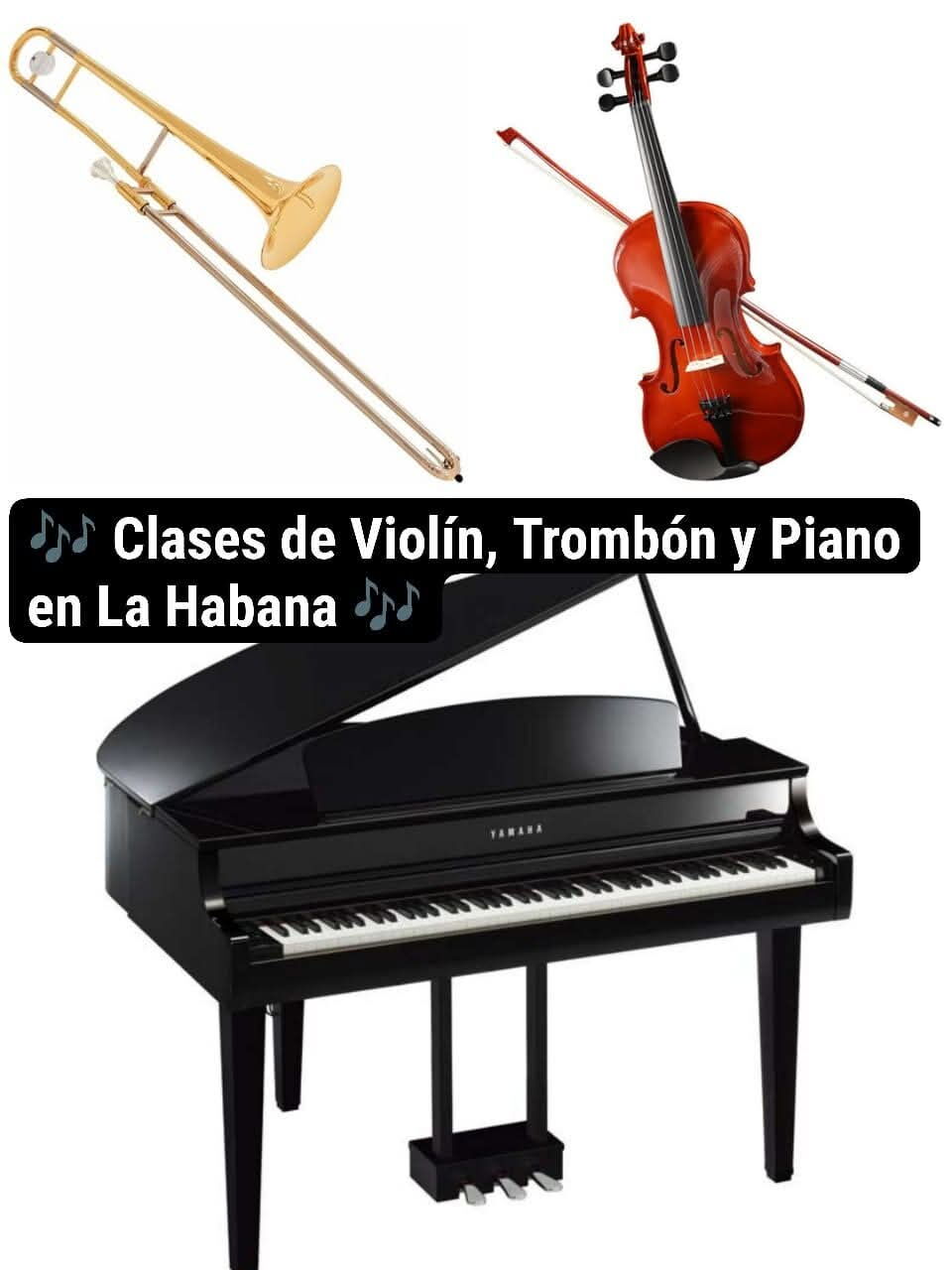 Portada de Clases de piano, violín y trombón en La Habana