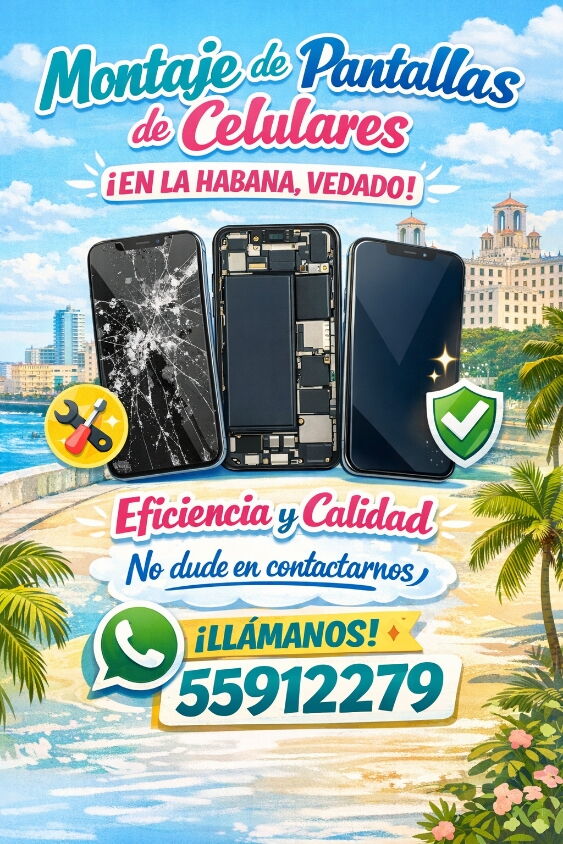 Portada de Montaje de pantallas de celular en La Habana