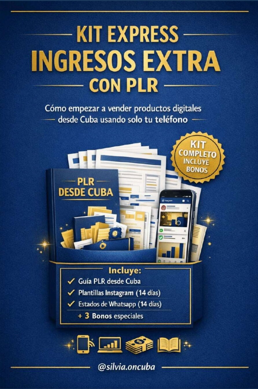 Portada de Kit Express Ingresos Extra: Vende Productos Digitales desde tu Celular en Cuba