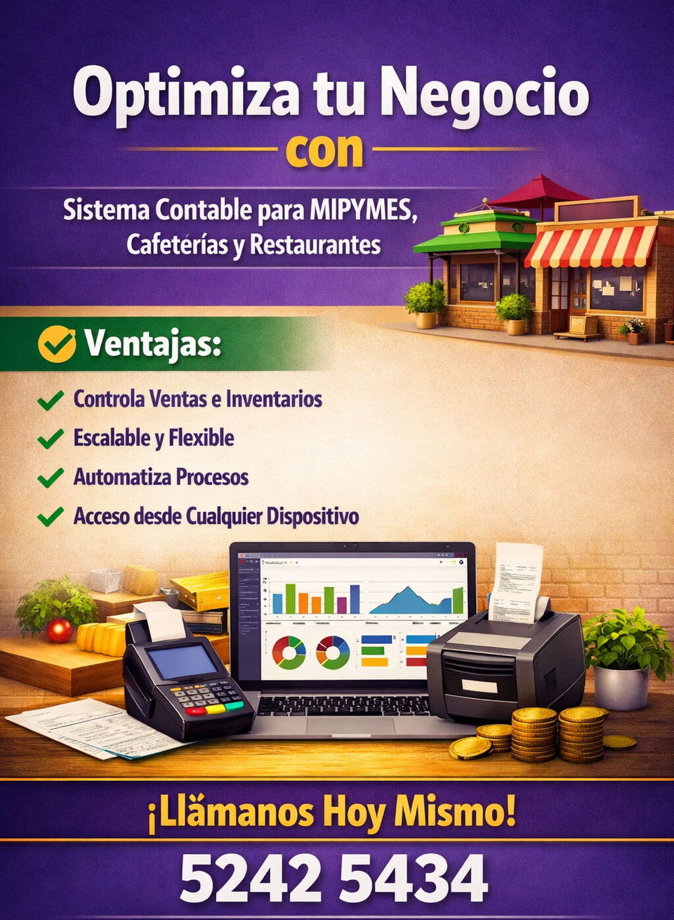 Portada de Sistema contable y de gestión para MIPYMES, cafeterías y restaurantes
