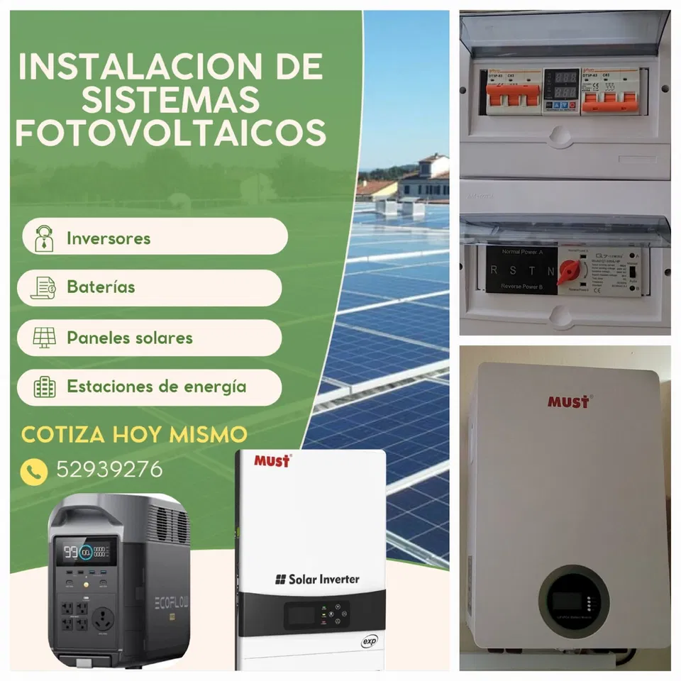 Portada de Instalación profesional de sistemas fotovoltaicos, inversores y estaciones de energía