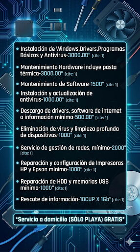 Portada de Informático a Domicilio en Playa: Soporte Técnico y Reparación de PC
