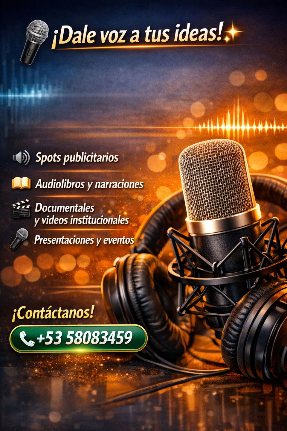 Portada de Servicio de Locución Profesional para tus Proyectos