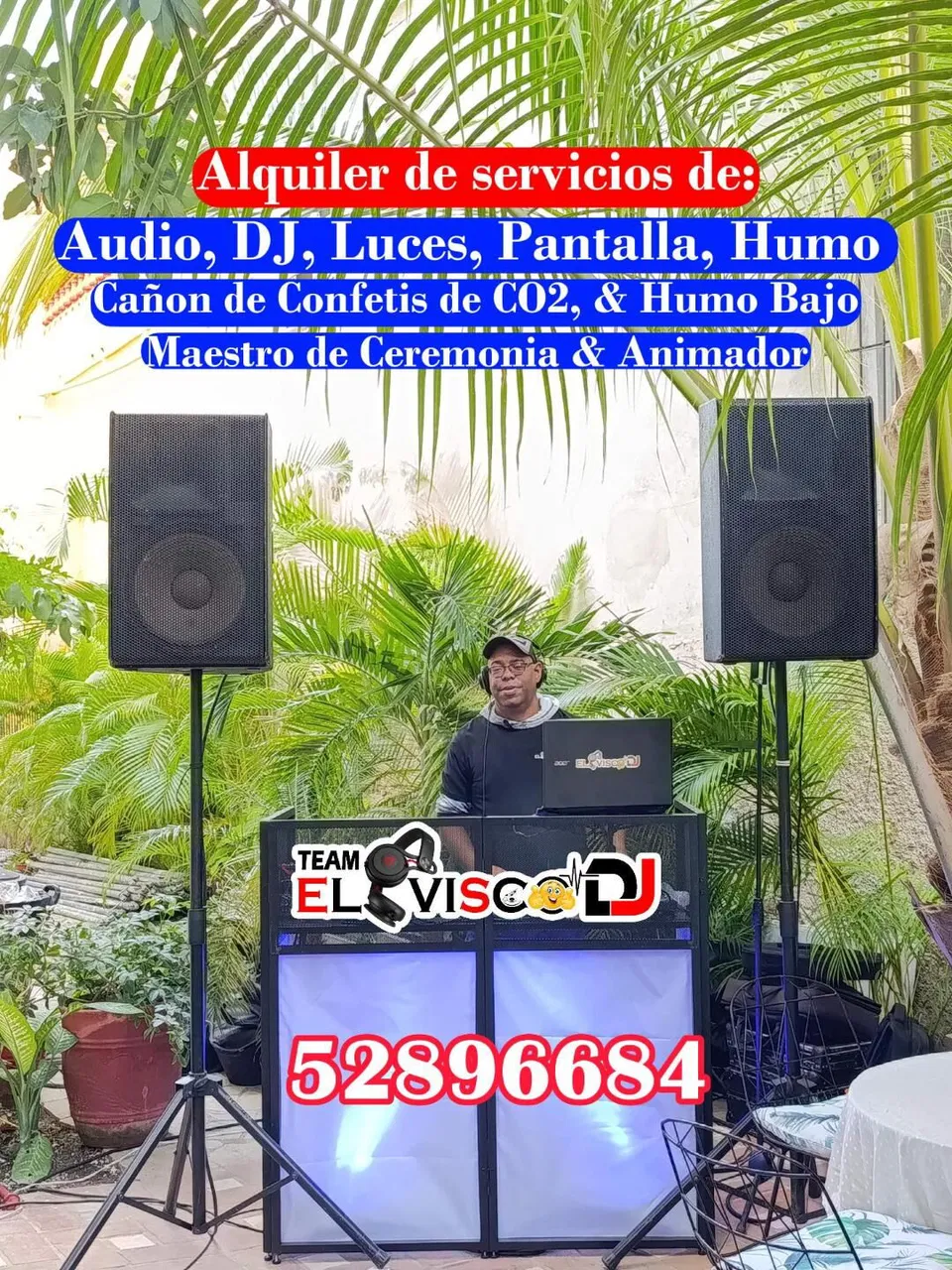 Portada de DJ para eventos en La Habana con sonido profesional, luces, pantalla y humo