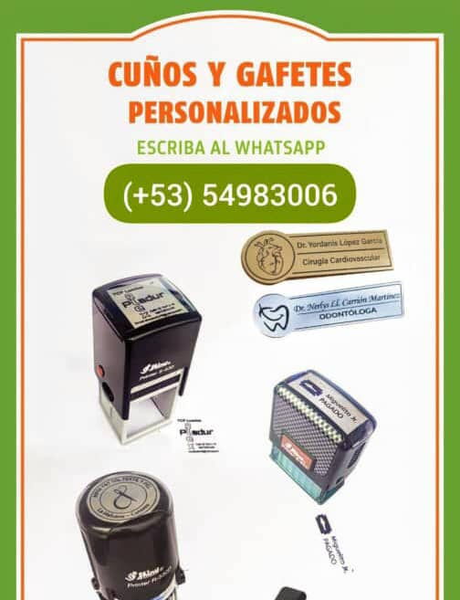 Portada de Cuños, gafetes y códigos QR personalizados en El Vedado