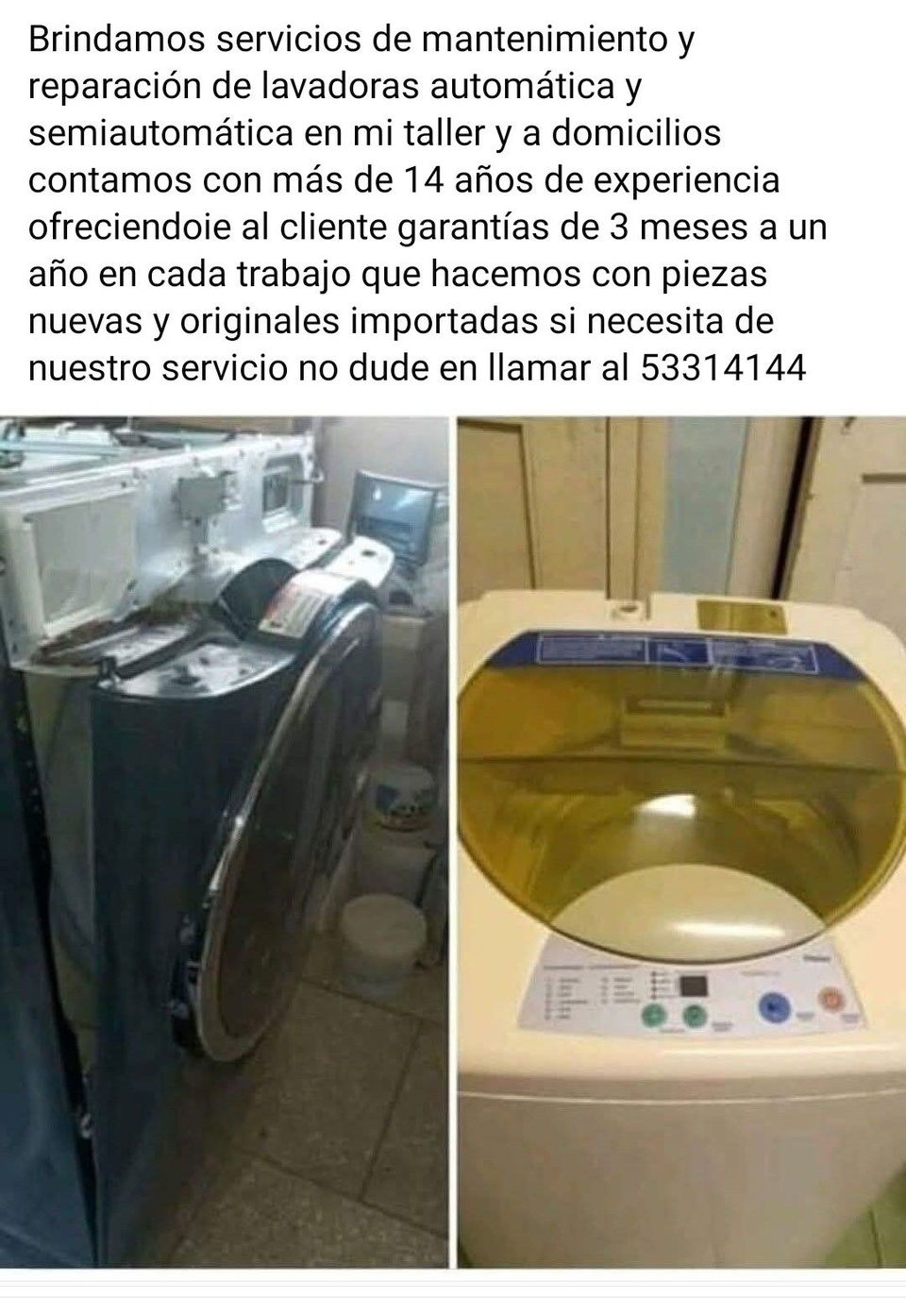 Portada de Mantenimiento y reparación de lavadoras a domicilio