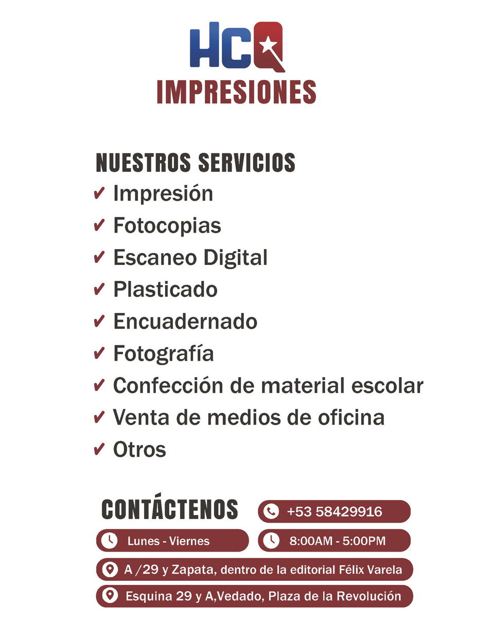 Portada de Impresiones en el Vedado: Servicios de impresión en La Habana